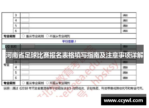 河南省足球比赛报名表格填写指南及注意事项详解