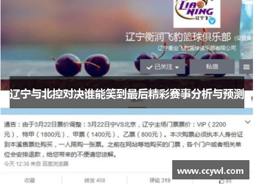 辽宁与北控对决谁能笑到最后精彩赛事分析与预测